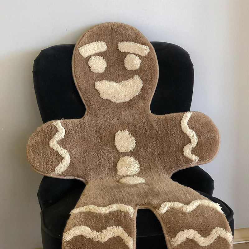 Christmas Gingerbread Man Flocking Carpet