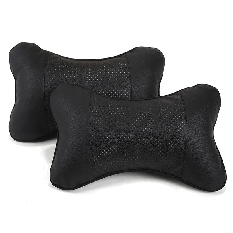 Black Car Neck Pillow Protection PU Auto Headrest Support Rest Travelling Car Headrest motorcycle Neck for BMW  Auto Accessories